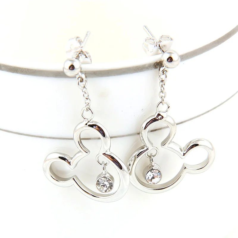 Женские серьги Paylor в виде мышки из мультфильма циркониевые Микки детские