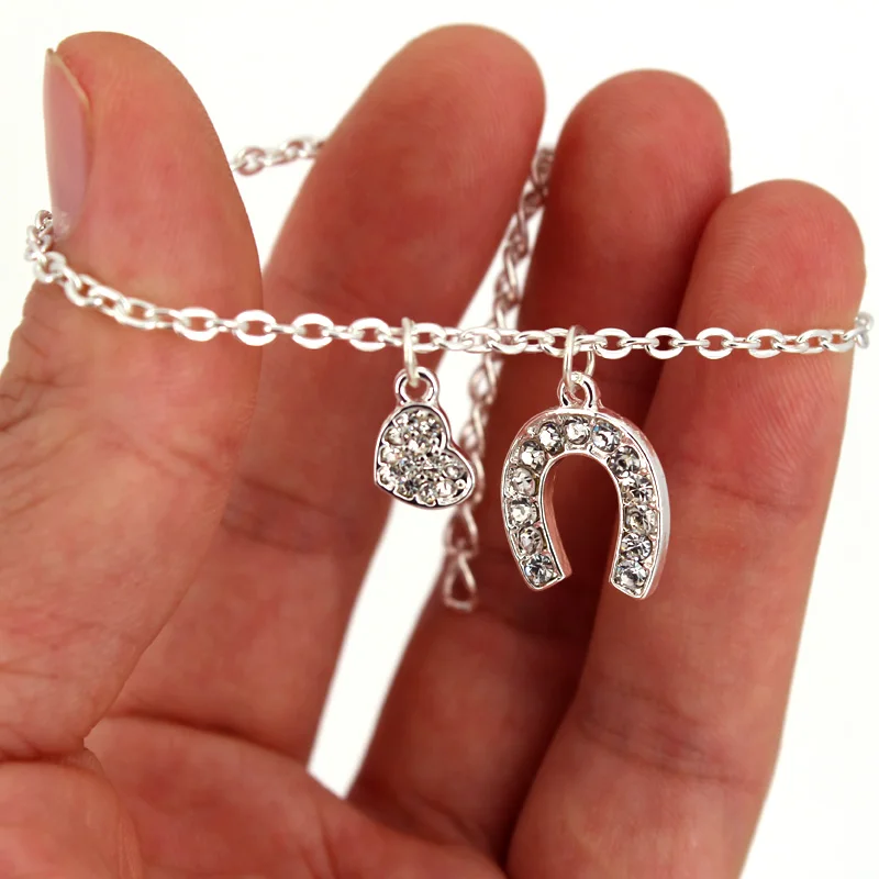 

hzew new heart Horses head and horseshoes bracelet simple horse bracelets gift