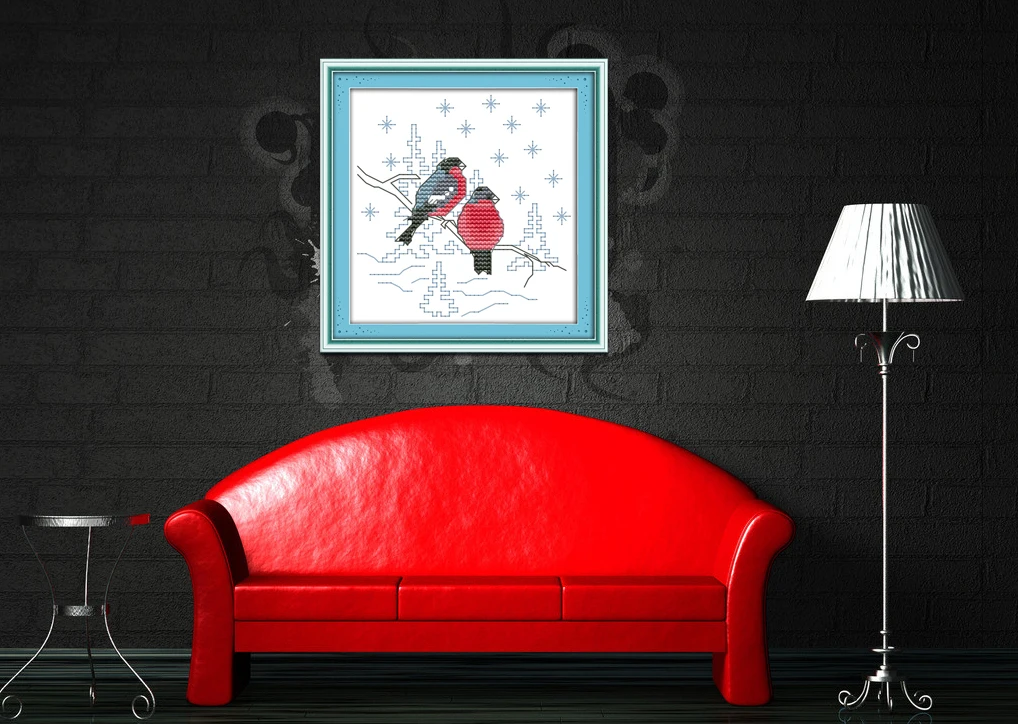 Набор для вышивки крестиком Joy Sunday с изображением двух красных птиц|joy sunday|cross stitch