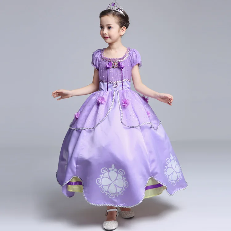 Purple Girls Sofia the First Costume Dresses Kids Princess Halloween Cosplay Frocks Children Party Rapunzel Dress Up Baby | Детская