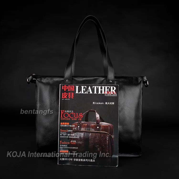 Высокий Класс Натуральная Кожа Мужчин Портфель Черный мужчины сумка из