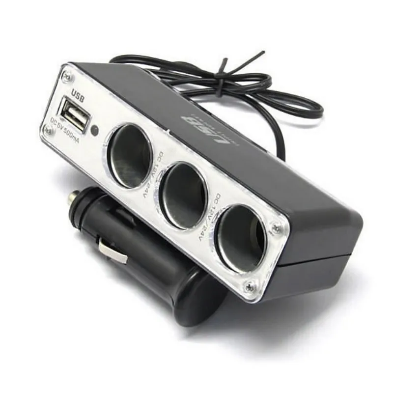 3 Way in 1 12V-24V Car Cigarette Lighter Auto Sockets Adapter Splitter USB Plug Charger with Port | Автомобили и мотоциклы