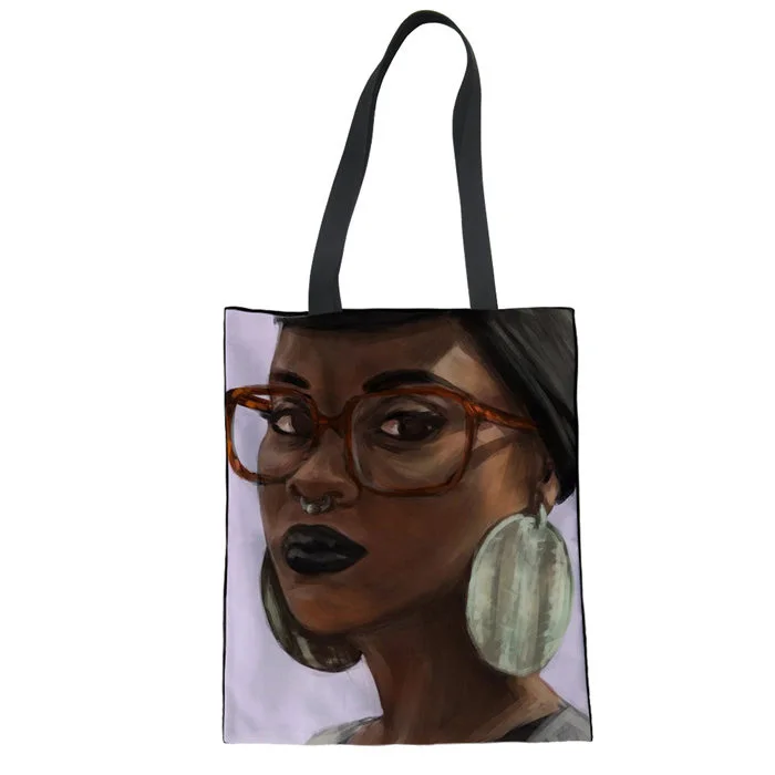 LMJJ0071Z22 WHEREISART Art Африканка с принтом Холщовая Сумка Женская сумка Diy Большая Хлопковая Сумка для шопинга ЭКО Мягкая сумка Katoenen Tas Lady Shih Tzu - Цвет: LMJJ0071Z22