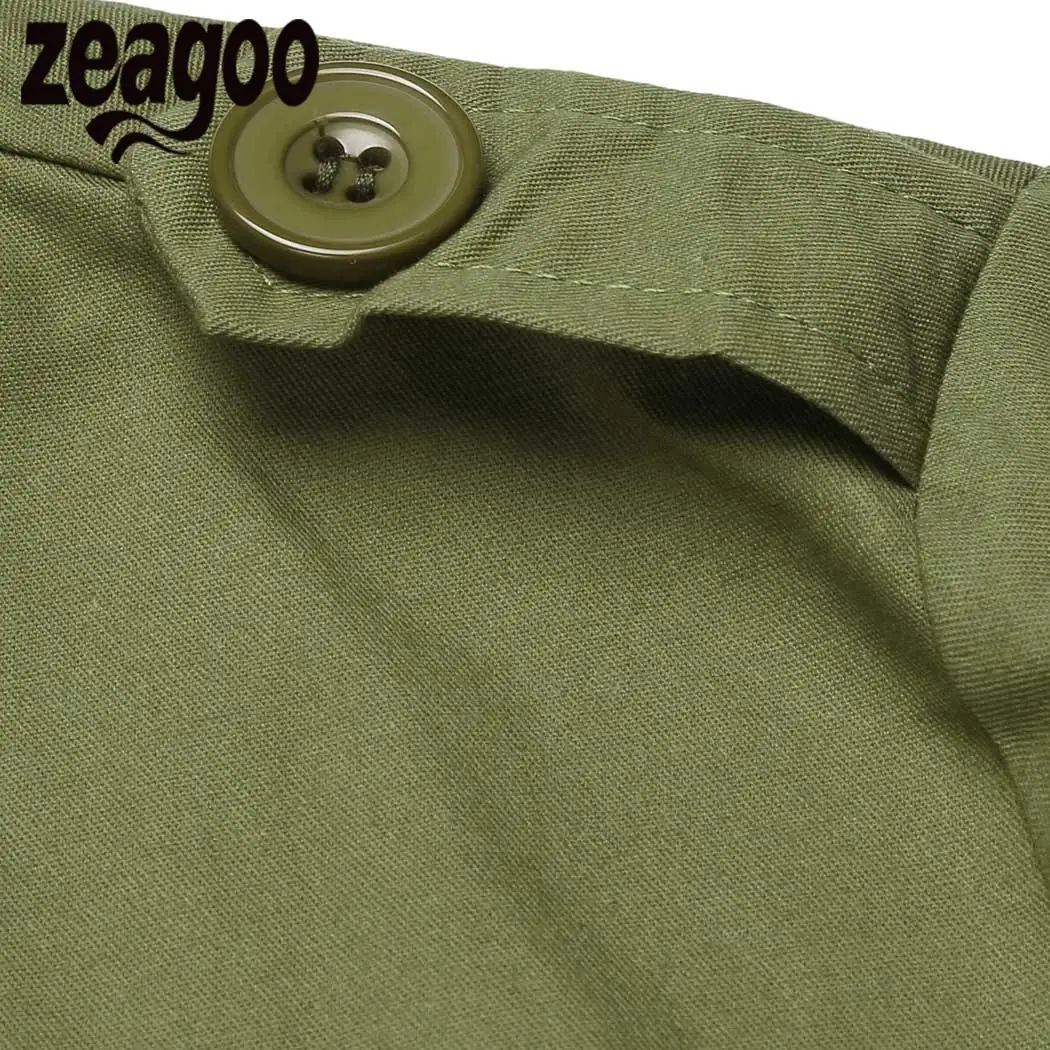 Zeagoo Однотонная повседневная обувь отложным воротником с длинным рукавом Для