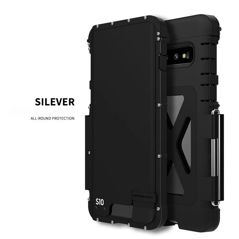 Для samsung s10 металлический флип-чехол R-just алюминиевый чехол для samsung galaxy s10 s9 plus note 9 противоударный чехол для телефона чехол s - Цвет: black