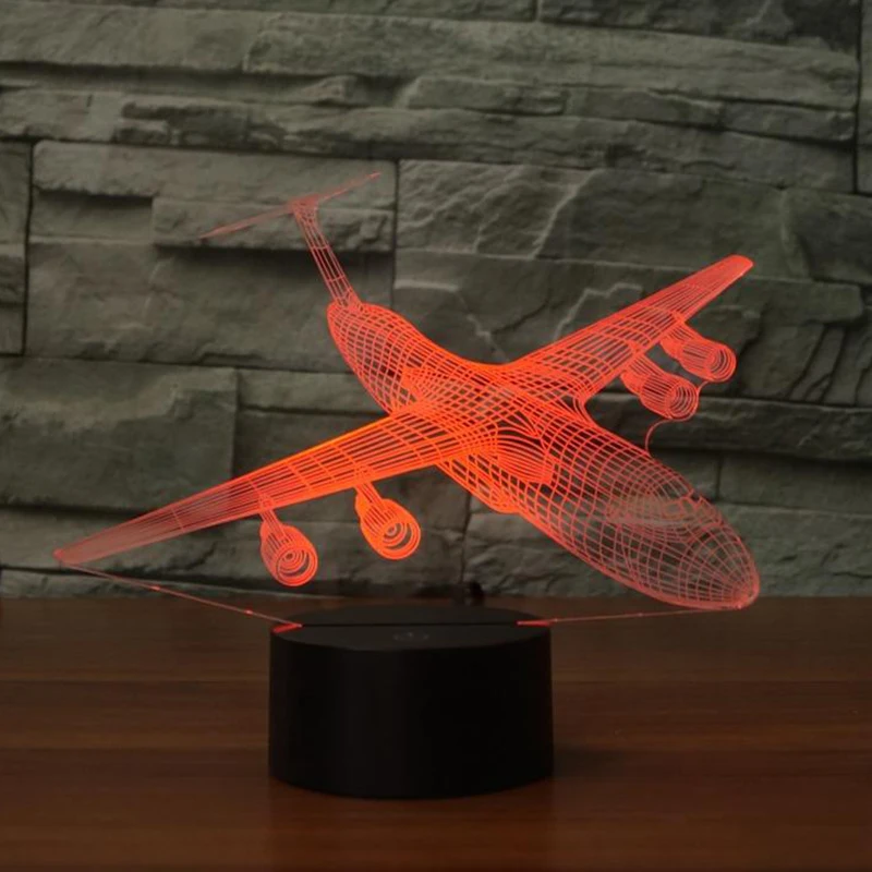 Самолет 3D Ночной светильник светодиодный 7 цветов меняющийся Воздушный самолет настольная лампа USB для сна светильник ing прикроватный Декор для спальни рождественские подарки для детей