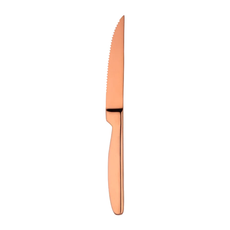 RoseGold-4 Pcs 4 шт., столовый нож для стейка, 18/10 нержавеющая сталь, золотой острый нож для мяса, рыбы, столовые приборы, посуда, красочная зеркальная полировка, OEM логотип - Цвет: RoseGold-4 Pcs