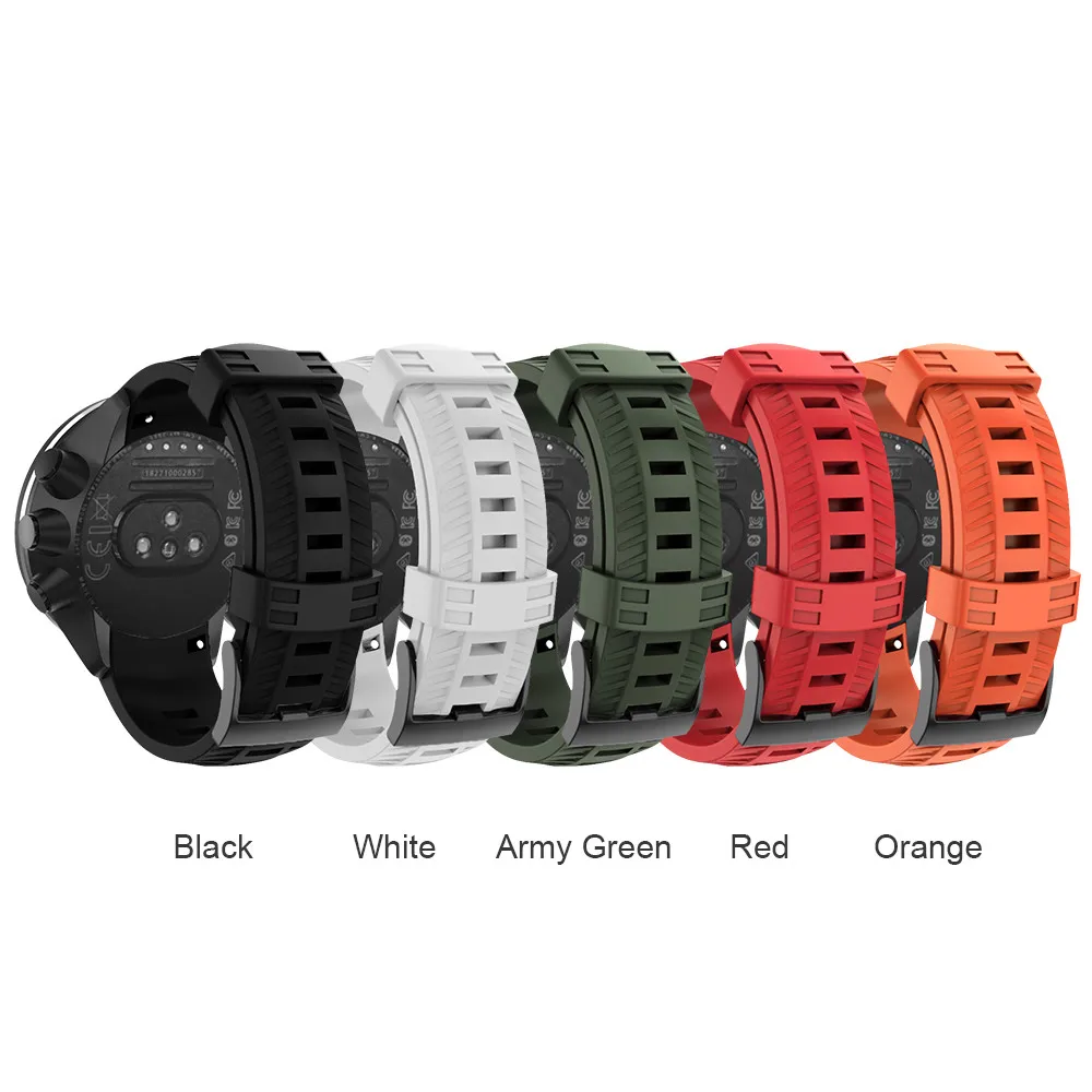 Soft Silicone Watch Band Strap for SUUNTO 9 Baro 24mm Bands Outdoor Sport Silicone Smartwatch Belt for SUUNTO 9 Watchs Accessory