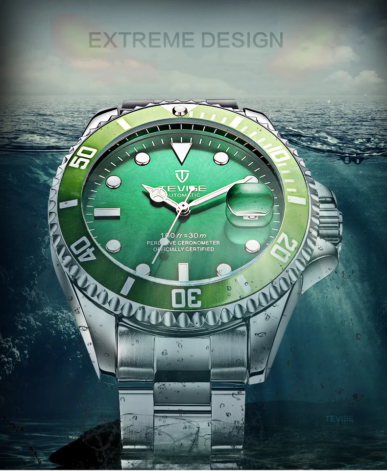 Модные брендовые Мужские автоматические механические часы TEVISE мужские