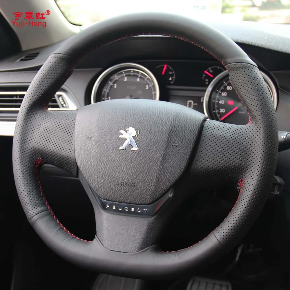 Чехол Yuji-Hong для автомобильного рулевого колеса чехол Peugeot 408 2014-2016 верхний слой из