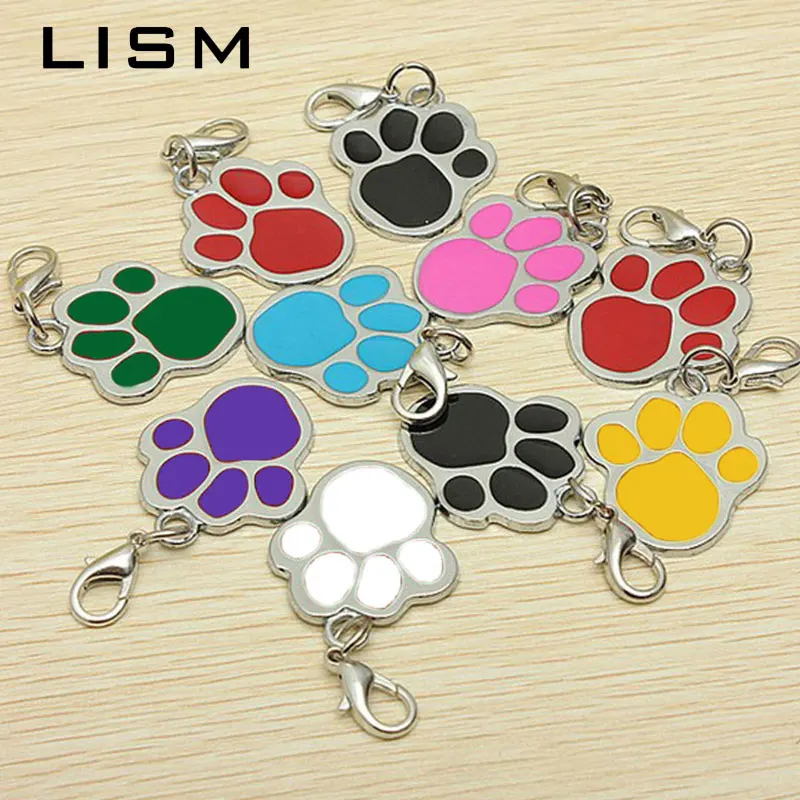 Paw Random Color Металлическая бирка для собаки в форме собаки, ошейник для собаки далматинца, украшение для собаки, подвеска, подвесной декоративный брелок, Аксессуары для кошек - Цвет: Paw Random Color