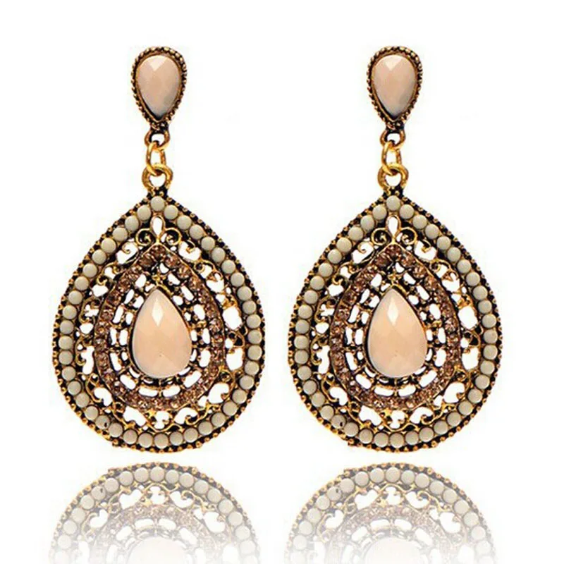 1 пара винтажные богемные серьги в форме капли из смолы сердца бисера Висячие