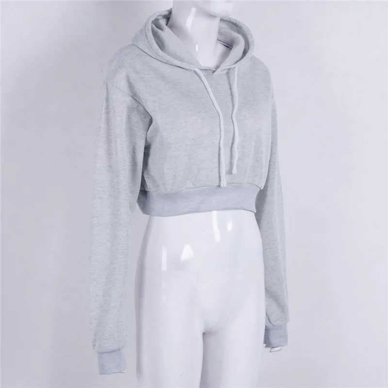 Fashion Women Sweatshirt Hot Sale Plain Hoodies Solid Crop Hoodie Long Sleeve Jumper Hooded Pullover Coat Casual Sweatshirt Top