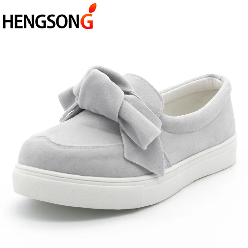 Женские лоферы большие размеры на платформе без шнуровки с бантом плоской
