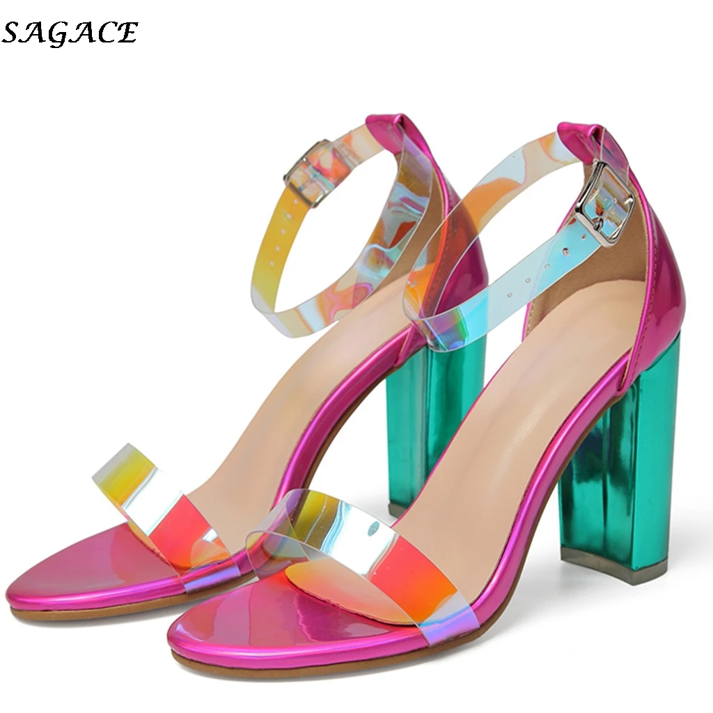 Женские прозрачные босоножки SAGACE из ПВХ на ремешке с пряжкой и открытым носком