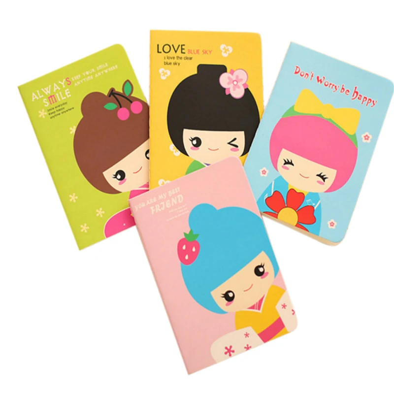 4 шт./лот kawaii мультяшная кукла маленький блокнот Бумажная книга Дневник Блокнот