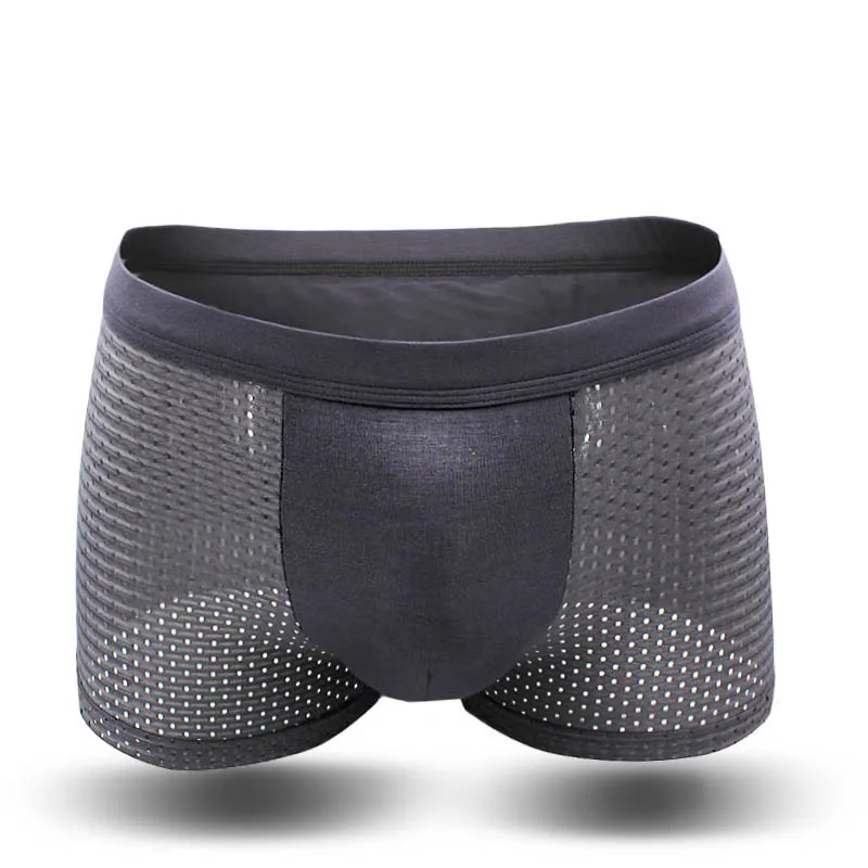 Sexy underwear Men Mesh Shorts plus size Solid Men's Clothing panties shorts Sexy fat guy 100kg mens shorts nsnk01 - Color: nsnk01hui