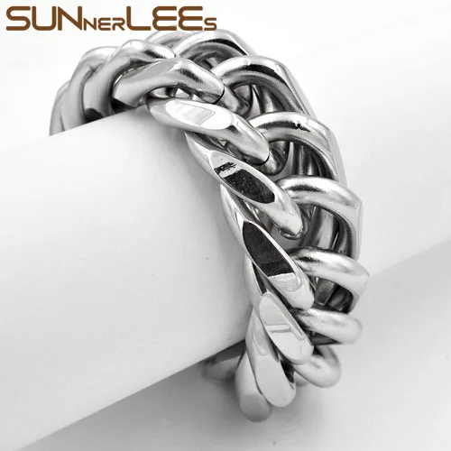 SUNNERLEES Модный Ювелирный Браслет из нержавеющей стали 316L 19 мм большая Двойная