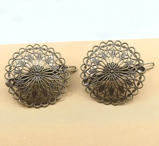 Винтажная заколка пряжка для волос с цветами 37 мм|diy findings|filigree flowervintage findings |