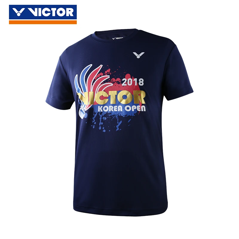 Мужские футболки для бадминтона Victor из 100% полиэстера быстросохнущая Спортивная