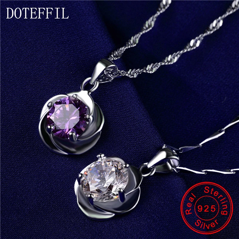 Женское ожерелье из серебра 925 пробы с подвеской в виде цветка|fashion jewelry|jewelry