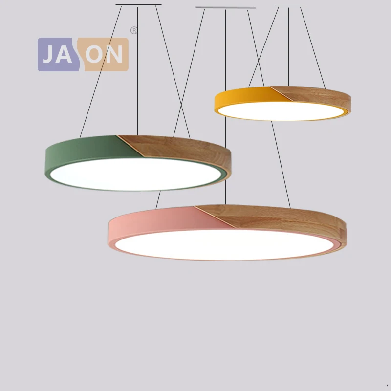 

LED Modern Macaron 2 In 1 Iron Wood Acryl Round LED Lamp LED Light.Pendant Lights.Pendant Lamp.Pendant light For Dinning Room