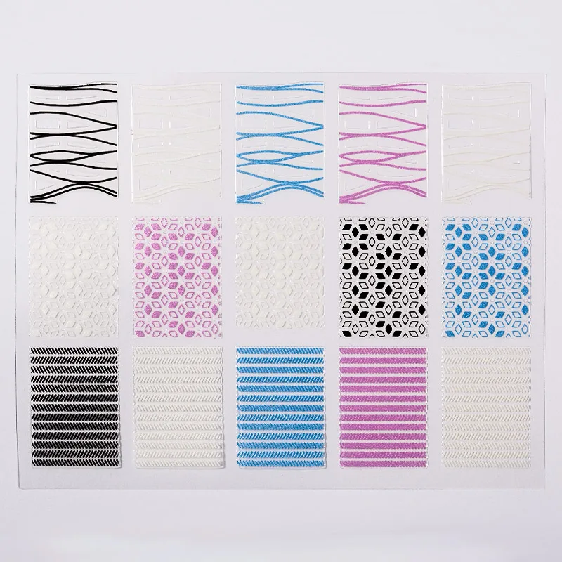 AM32427 Наклейки для ногтей, 3D переводные наклейки, геометрические Звездные полосы, волнистые наклейки для украшения ногтей, сделай сам, наклейки - Цвет: AM32427