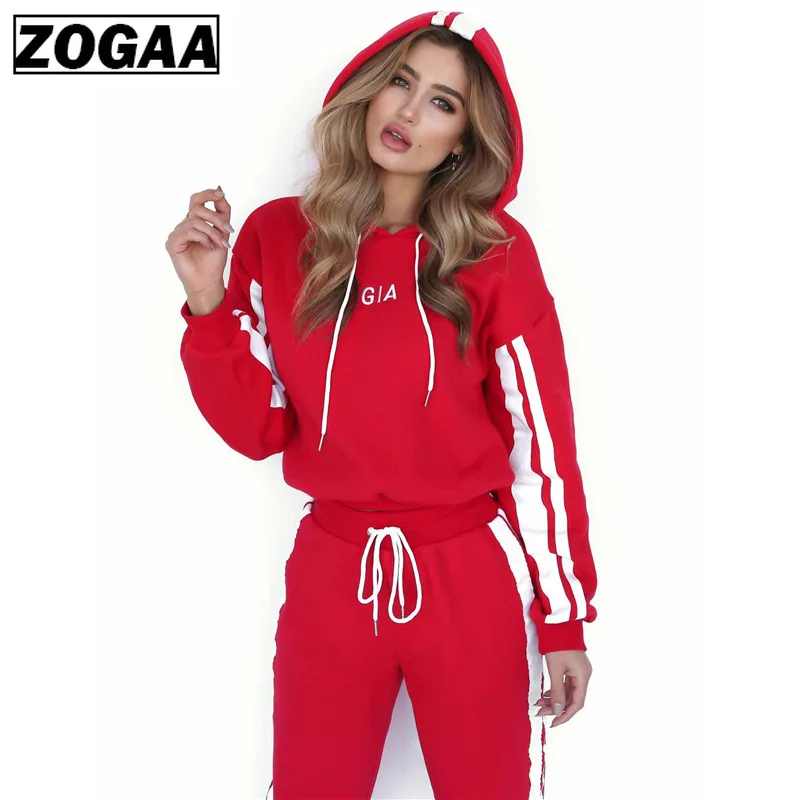 ZOGAA 2019 новинка женский спортивный костюм комплект из 2 предметов повседневная