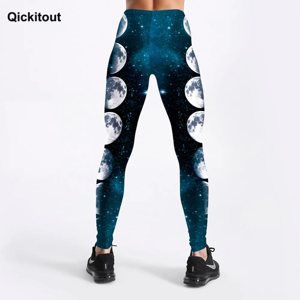Qickitout, Летние Стильные женские леггинсы, градиентные, с принтом Луны, леггинсы, фантазийный дизайн, леггинсы для тренировок, леггинсы для девочек, S-4XL