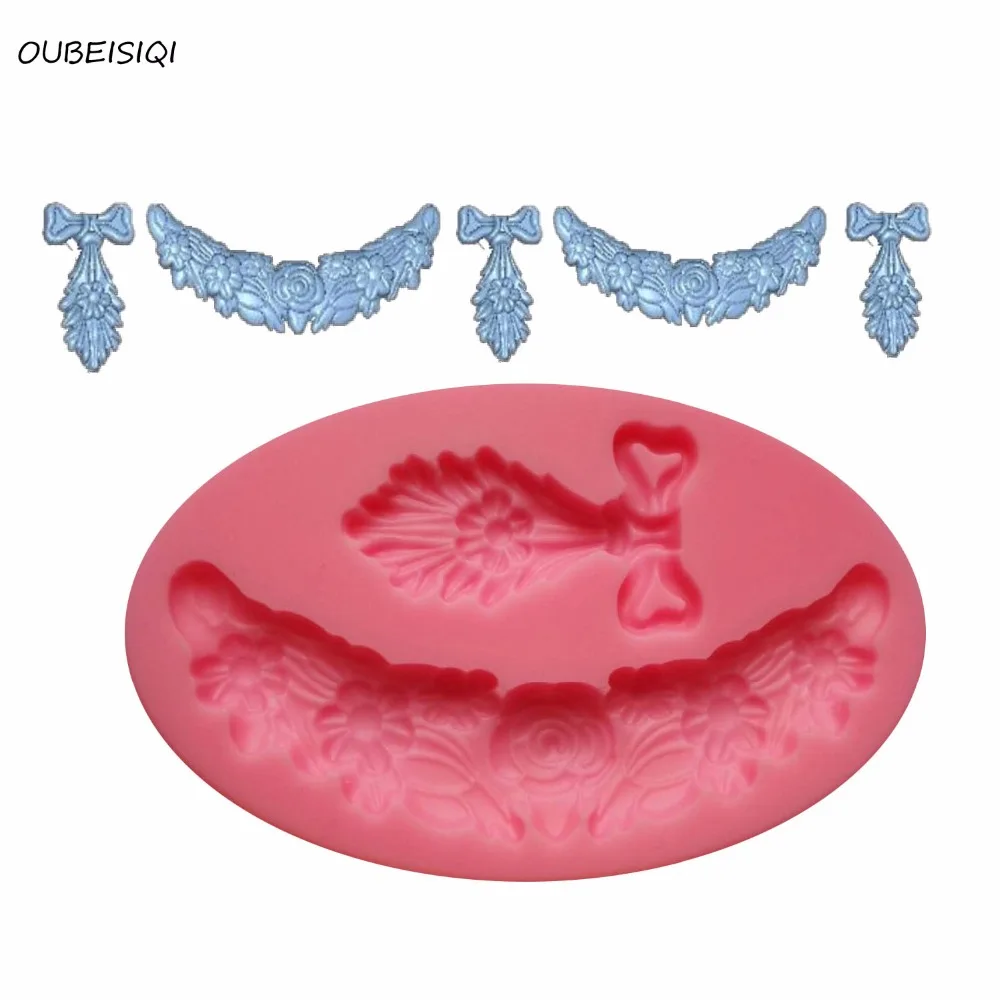 Цветок розы лук кисточка кекс плесень помадка торт формы Confeitaria Molde De силиконовые