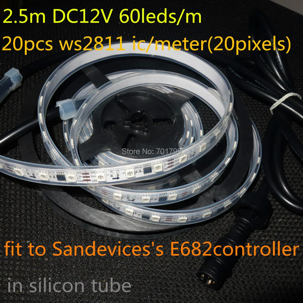 2 5 м DC12V 60 светодиодов/м 20 шт. ws2811 ic/meter (20 пикселей) светодиодная цифровая полоса в