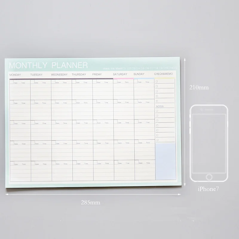 Monthly plan green Блокнот kawaii ежедневный Еженедельный ежемесячный годовой календарь планировщик организатор расписание журнал книга школа А4 цветок - Цвет: Monthly plan green