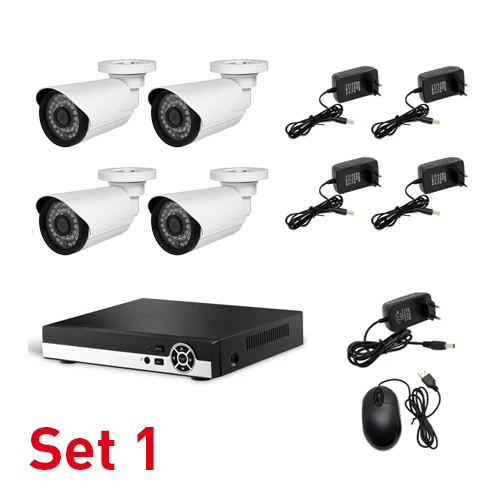 4CH IP CCTV камера 1080 P системный комплект для фотокамеры HD 8-канального сетевого видеорегистратора 4 шт. Водонепроницаемый 1920x1080 P 2.0MP Bullet камера слежения Камеры скрытого видеонаблюдения - Цвет: Set 1