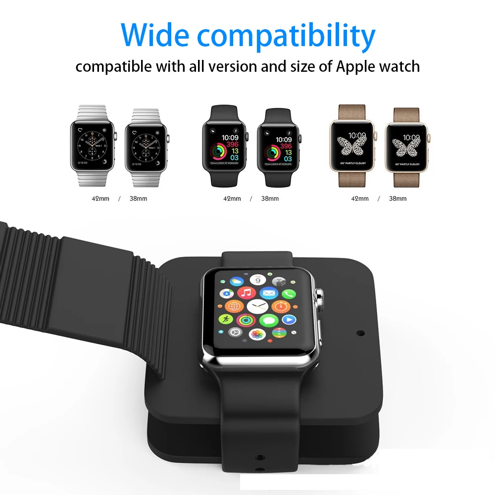 Ascromy для Apple Watch 4 3 2 1 iWatch чехол зарядки Мягкий силиконовый док станции хранения