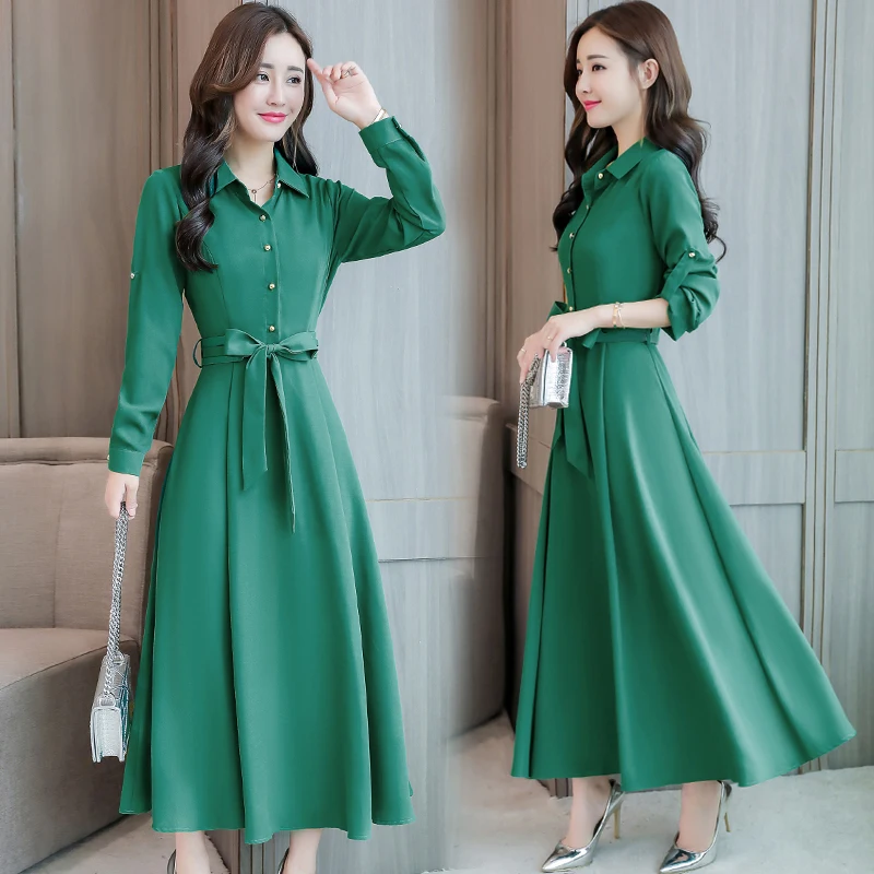 Женское платье с длинным рукавом приталенное в Корейском стиле весна осень