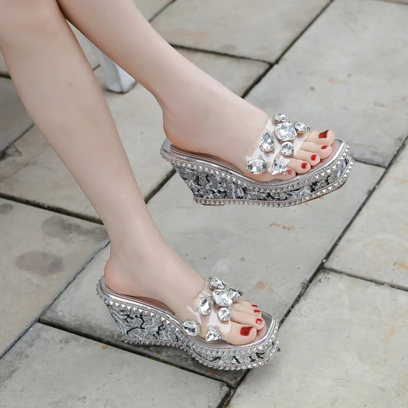 Modis на танкетке женские сандалии высоком каблуке Туфли-сабо платформе воды с