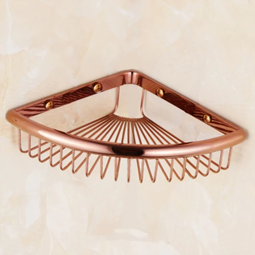 1 layer rose gold Роскошные хрустальные латунные золотые полки для ванной комнаты держатель для шампуня угловая корзина для ванной Аксессуары для ванной EL30023 - Цвет: 1 layer rose gold