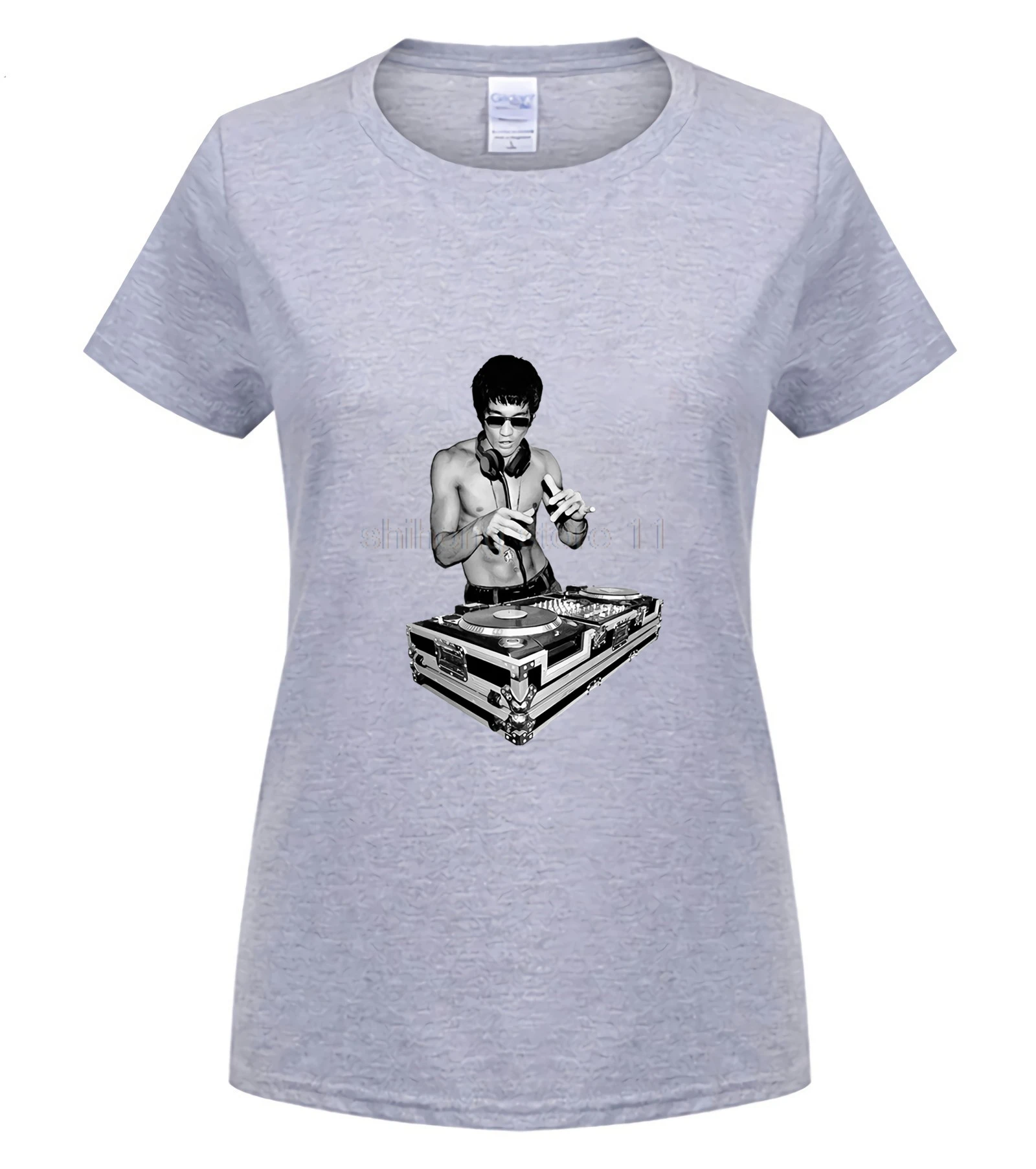 Брюс Ли Dj унисекс футболка. Забавные кинофанаты Tony Stark Kung Fu летняя Модная хлопковая Футболка с буквенным принтом Футболки с индивидуальными принтами - Цвет: women Light grey