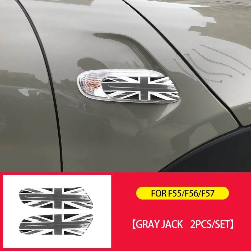 Автомобильный стикер Union Jack, накладка на крыло, декоративный чехол для Mini Cooper Clubman F54 F55 F56 F57, аксессуары для стайлинга автомобилей - Название цвета: Gray Jack F55 F56 57