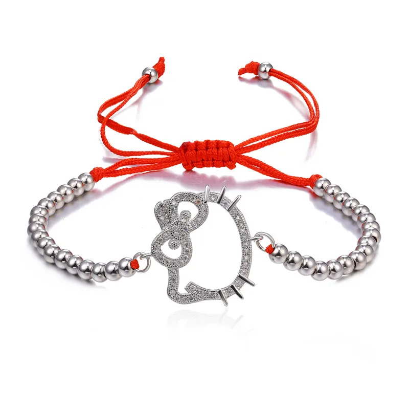 Колье bracciali Donna, модные трендовые красные веревочные бусы hello kitty, браслеты для женщин, ювелирные изделия Sieraden, очаровательные браслеты и браслеты Bijoux - Окраска металла: red silver