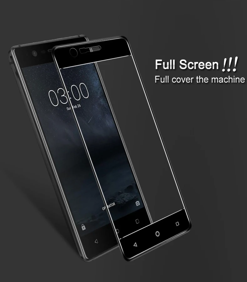 2 шт Полное покрытие закаленное стекло для Nokia 3 5 6 Защита экрана Защитная черная