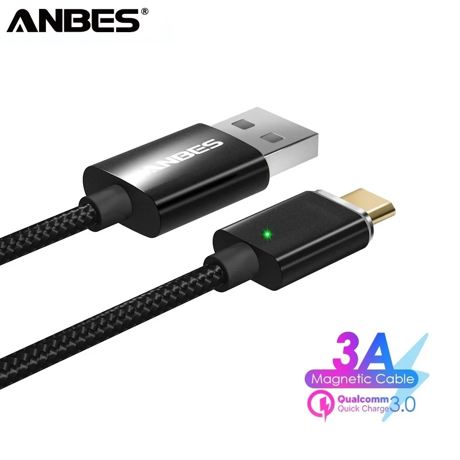ANBES Магнитный Micro USB кабель нейлоновый Плетеный данных Быстрая Зарядка