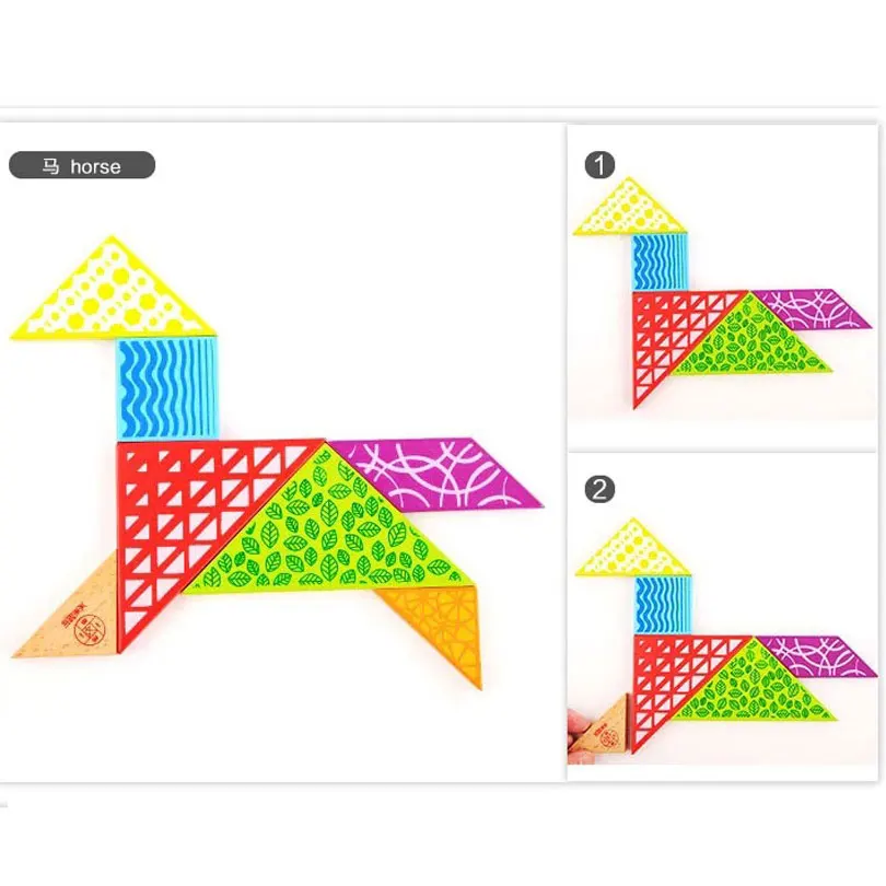 imim Wooden Tangram Jigsaw Baby Puzzle Toy Montessori Geometric Shape DIY Funny Educational Classic Toys Gift Box | Игрушки и хобби