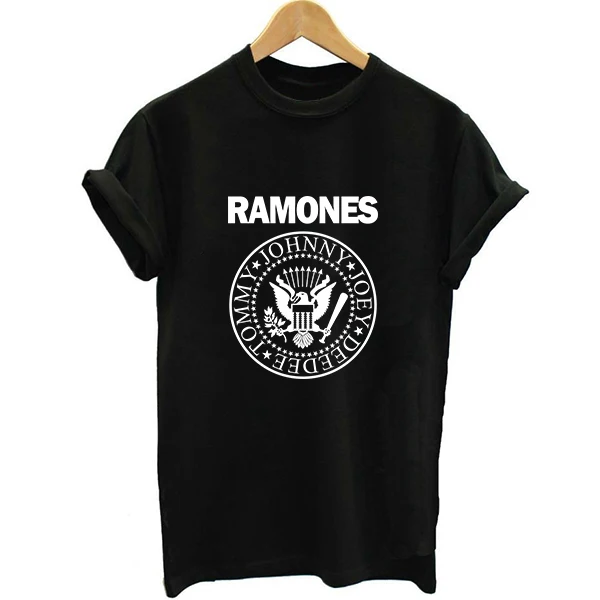 Возьмите унисекс Vogue Лето 2017 г. Ramones emoji ПВХ футболка с печатными буквами женский