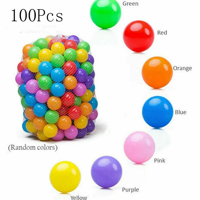 Random Colors 100Pcs 100 шт Красочные мячи, веселые мячи, мягкие пластиковые шарики для океана, детские игрушки для купания, мягкие детские игрушки для бассейна, 5,5 см - Цвет: Random Colors 100Pcs