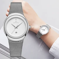 women watches naviforce top luxury brand female fashion analog quartz watch ladies simple ultra thin silver white wrist watch