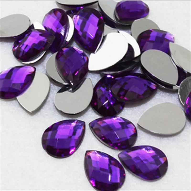 DIY Bling Фиолетовый Цвет в форме капель решетчатые ограненные Акриловые стразы с