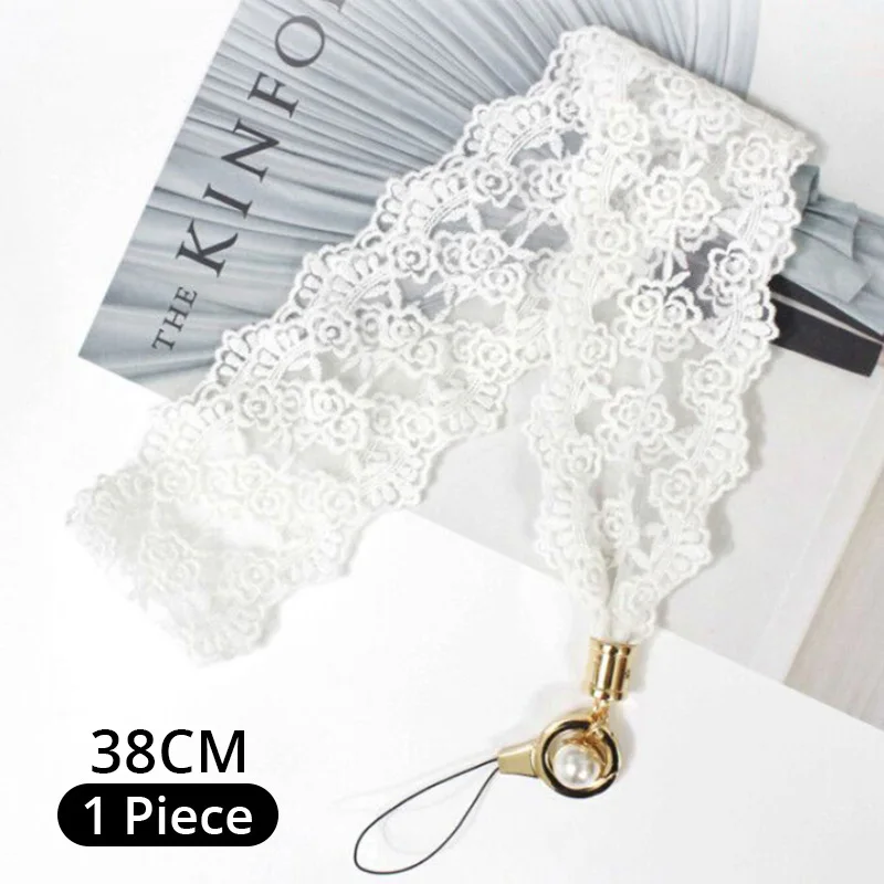White Lace PZOZ ремешок для мобильного телефона шнурок для ключей ID карта тренажерный зал USB бейдж держатель DIY повесить волнистую веревку мода Анти осень шеи цветочные ремешки - Цвет: White Lace