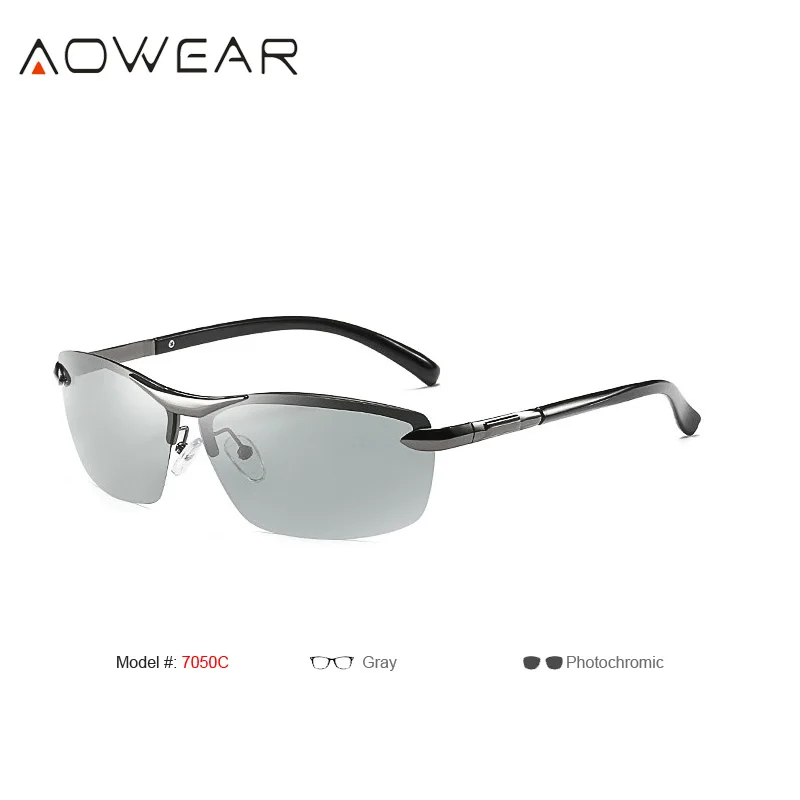 7050C Gray AOWEAR HD поляризационные фотохромные солнцезащитные очки, мужские очки-хамелеоны для вождения, мужские очки для вождения на День и ночь, Oculos Lentes Sol Hombre - Цвет линз: 7050C Gray
