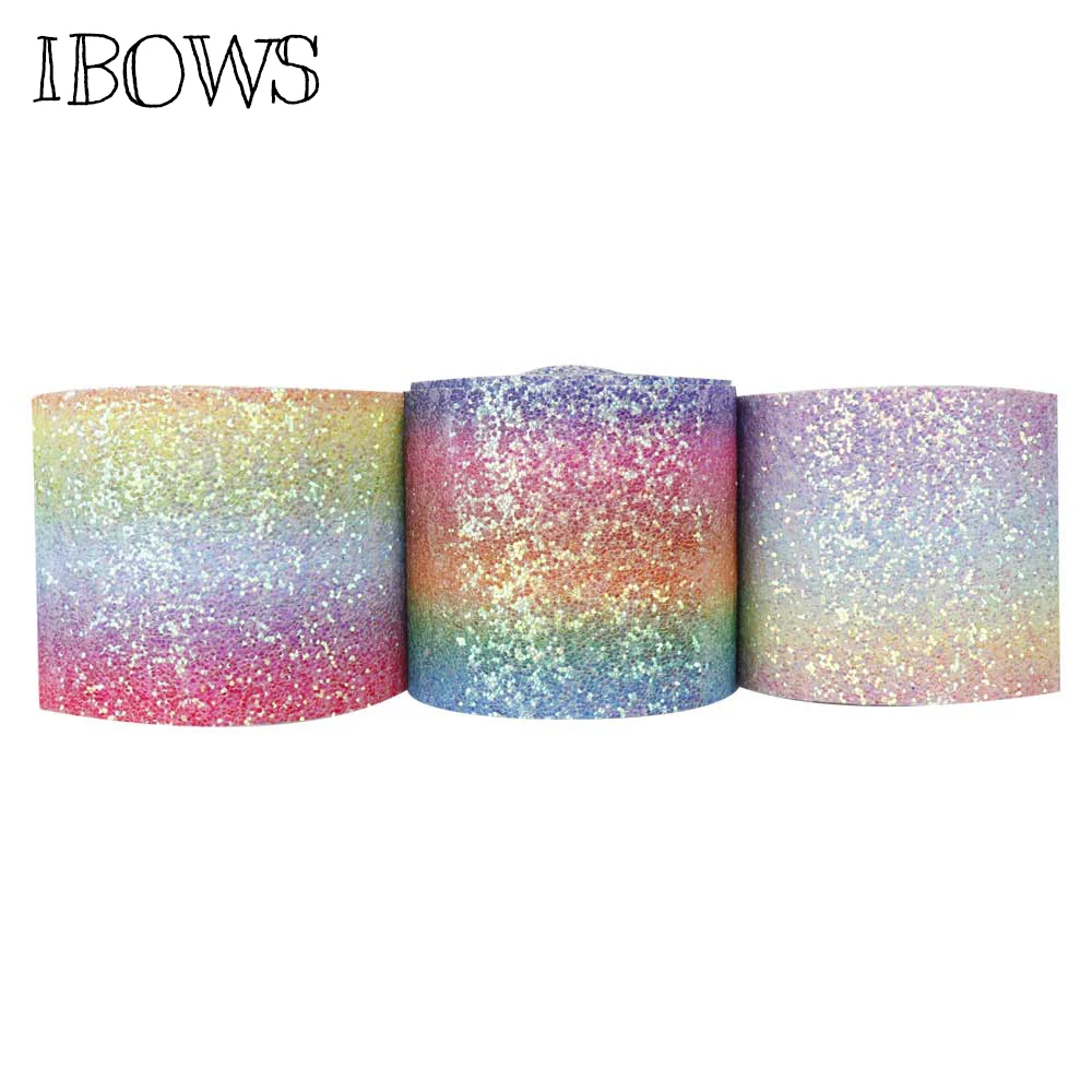 

2y/lot 3" 75mm Chunky Glitter Ribbon Rainbow Sequin Wholesale Ribbon DIY Hair Bow Accessories Materials Crafts Decoration